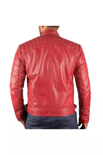 Men's genuine leather outerwear premium quality red jacket