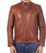 Men's tan leather outerwear smart casual daly wear jacket