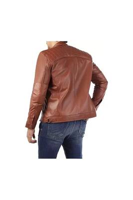 Men's tan leather outerwear smart casual daly wear jacket 2