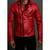 Men's red leather outerwear quilted biker jacket