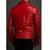 Men's red leather outerwear quilted biker jacket