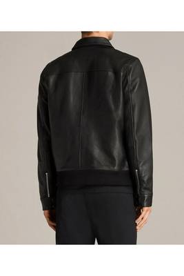 Men's leather outerwear signature look black bomer jacket 2