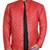 Men's red quilted leather premium finish biker jacket