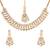White color necklace set with earrings & maang tikka | kundan & agate stone | antique gold plating