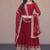 Maroon zari embroidered blooming gown with dupatta