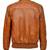 Men's tan leather casual style bomber jacket