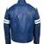 Men's blue leather genuine casual style white strip jacket