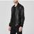 Men's black leather modern fit genuine bomber jacket