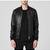 Men's black leather modern fit genuine bomber jacket