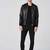 Men's black leather modern fit genuine bomber jacket