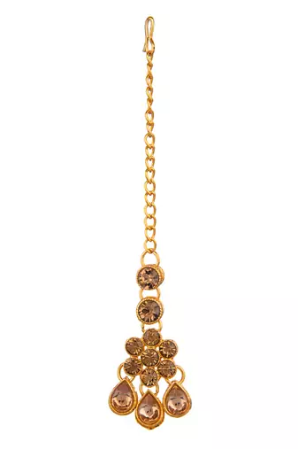 Lct color necklace set with earrings & maang tikka | kundan & agate stone | antique gold plating