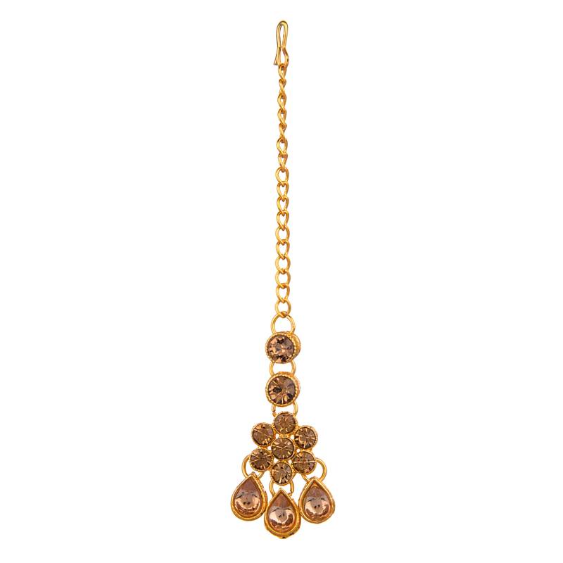 Lct color necklace set with earrings & maang tikka | kundan & agate stone | antique gold plating