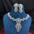 emerald green pear cut cz bridal necklace earrings set, silver art deco statement jewellery