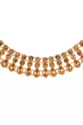 Lct color necklace set with earrings & maang tikka | kundan & agate stone | antique gold plating