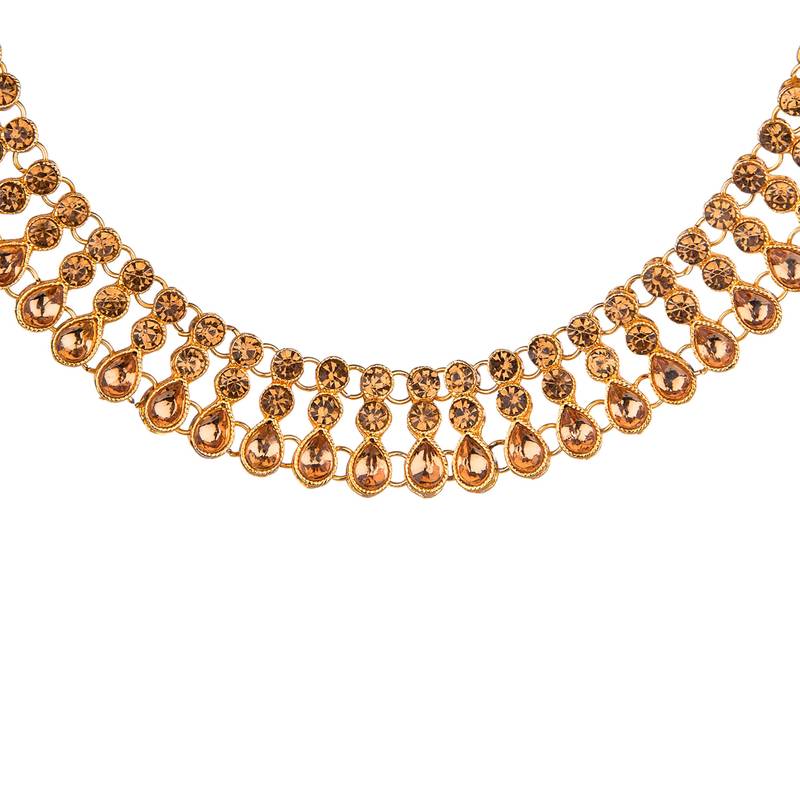 Lct color necklace set with earrings & maang tikka | kundan & agate stone | antique gold plating