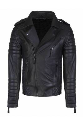 Men's genuine leather tailored look quilted biker jacket 1