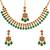 Green color necklace set with earrings & maang tikka | kundan & agate stone | antique gold plating
