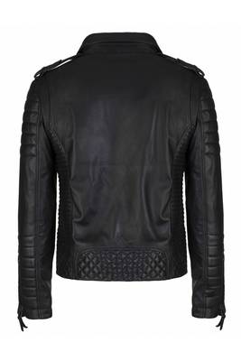 Men's genuine leather tailored look quilted biker jacket 3