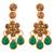 Green color necklace set with earrings & maang tikka | kundan & agate stone | antique gold plating
