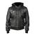 Men's black leather genuine hoodies style bomer jacket