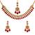 Maroon color necklace set with earrings & maang tikka | kundan & agate stone | antique gold plating