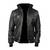 Men's black leather genuine hoodies style bomer jacket