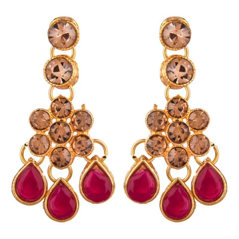 Maroon color necklace set with earrings & maang tikka | kundan & agate stone | antique gold plating