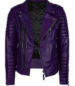 Men's purple leather quilted minimal design real lambskin jacket