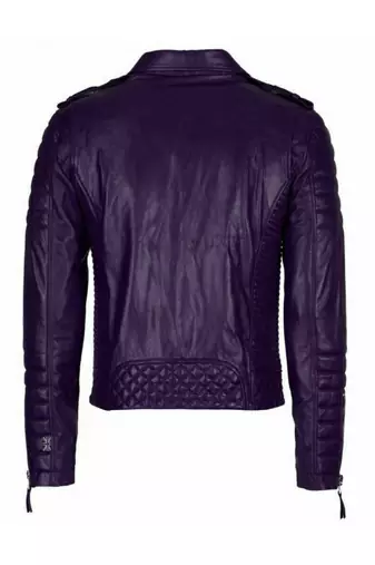 Men's purple leather quilted minimal design real lambskin jacket