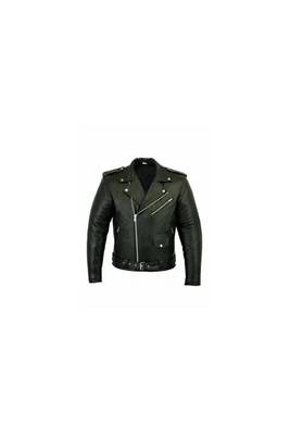 Men's black leather silver zip premium quality biker jacket 1