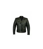 Men's black leather silver zip premium quality biker jacket