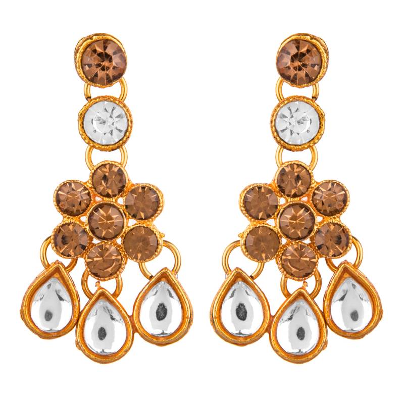 Lct white color necklace set with earrings & maang tikka | kundan & agate stone | gold plating