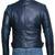Men's navy blue leather genuine smart casual biker jacket