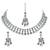 White color necklace set with earrings & maang tikka | kundan & agate stone | silver plating