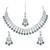 Grey color necklace set with earrings & maang tikka | kundan & agate stone | silver plating