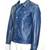 Men's blue genuine leather button style jacket urban fashion
