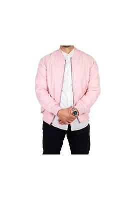 Men's pink genuine leather bomber jacket daily wear 1