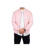 Men's pink genuine leather bomber jacket daily wear