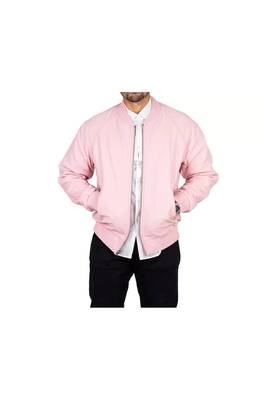 Men's pink genuine leather bomber jacket daily wear 2