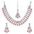 Pink color necklace set with earrings & maang tikka | kundan & agate stone | silver plating