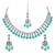 Pista color necklace set with earrings & maang tikka | kundan & agate stone | silver plating