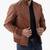 Men's cafe racer tan leather jacket classic design