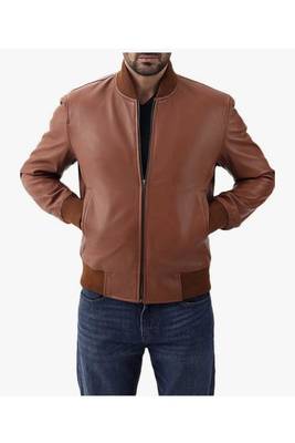 Men's cafe racer tan leather jacket classic design 2
