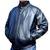 Men's navy blue genuine leather bomber premium finish jacket