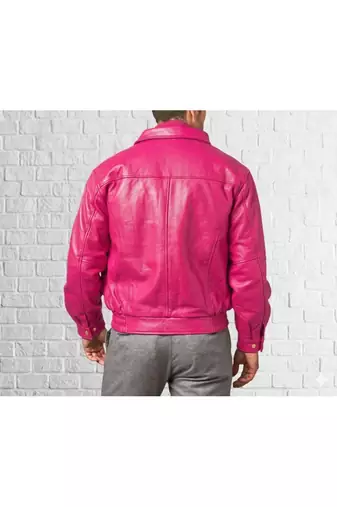 Men's pink leather lambskin bomber everyday wear jacket