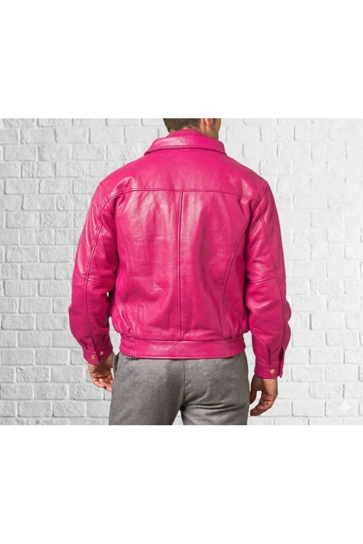 Men's pink leather lambskin bomber everyday wear jacket