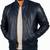Men's navy blue genuine leather casual style bomber jacket