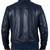Men's navy blue genuine leather casual style bomber jacket