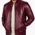 Men's real genuine burgundy leather casual style bomber biker jacket