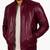 Men's real genuine burgundy leather casual style bomber biker jacket